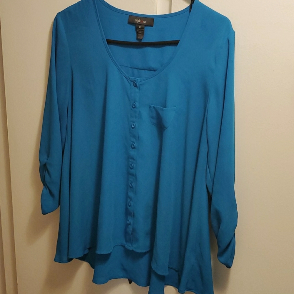 Style & co. 100% polyester blouse turquoise